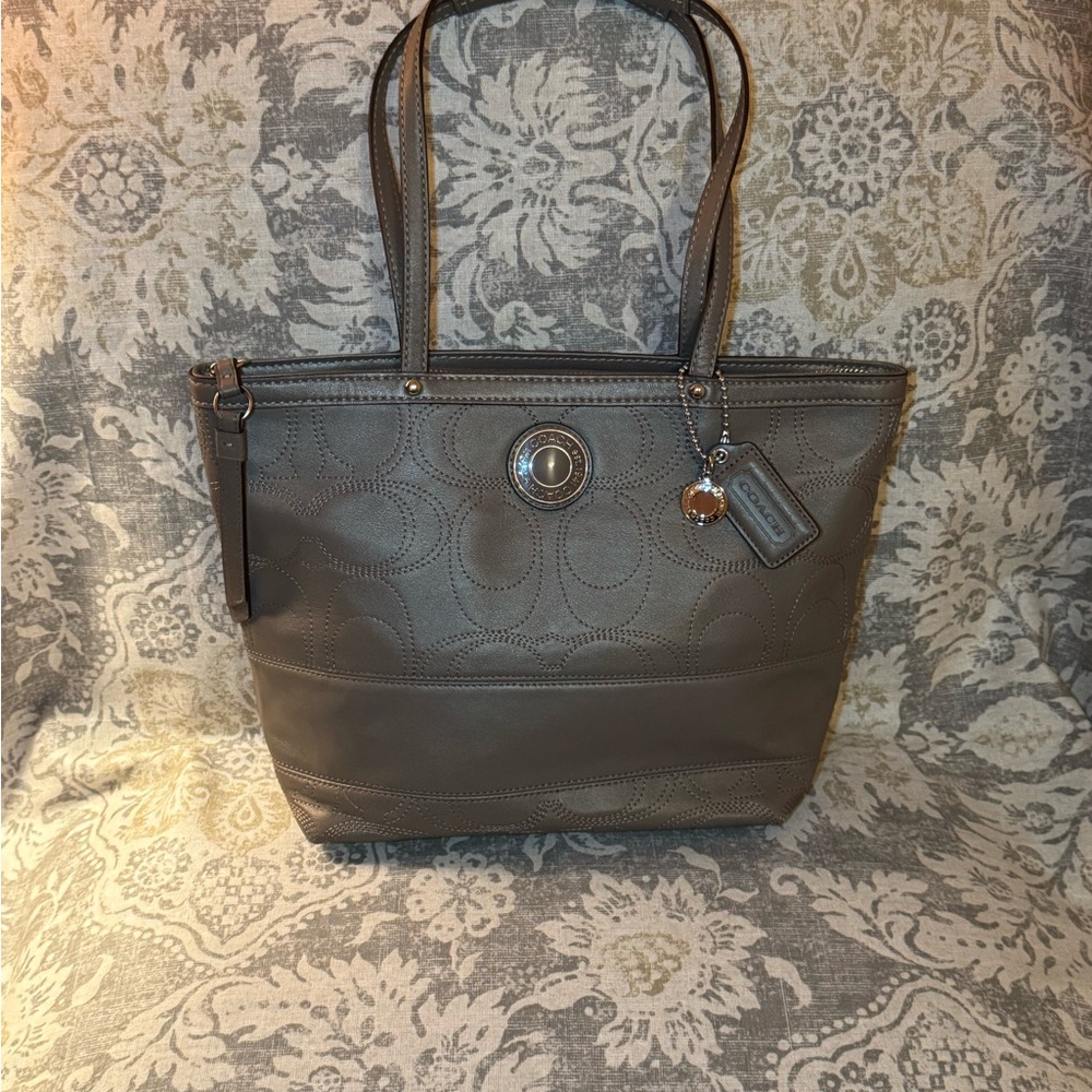 Coach Dark Taupe Leather Shoulder Bag